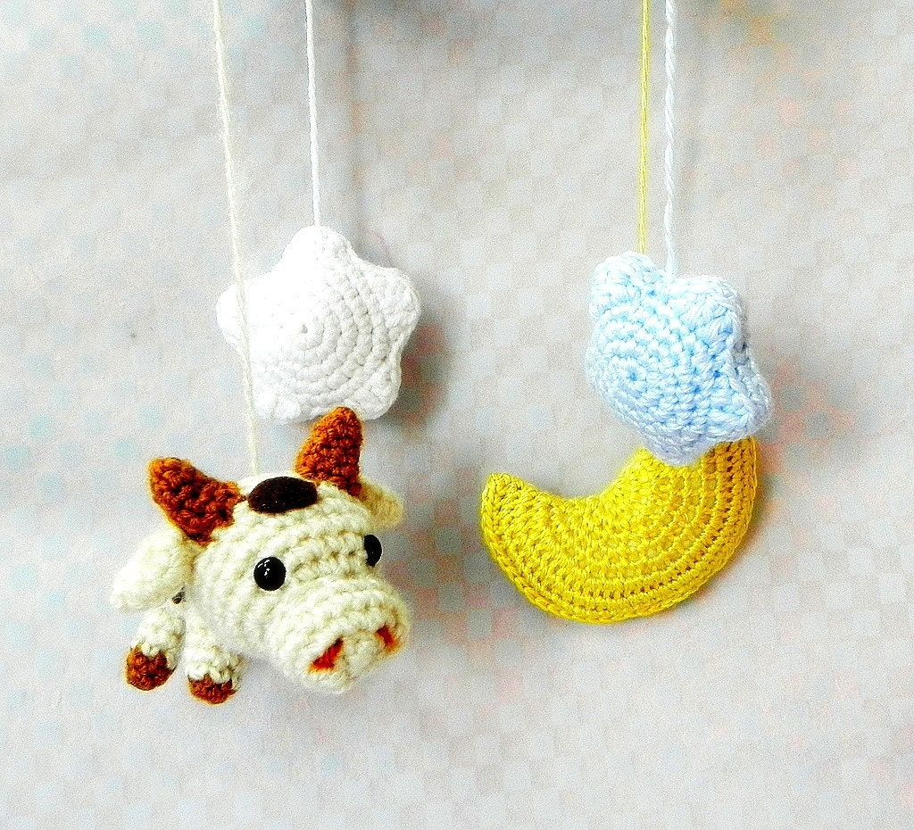 Amigurumi toy pattern - Cow N Moon - Crochet amigurumi Mobile tutorial PDF