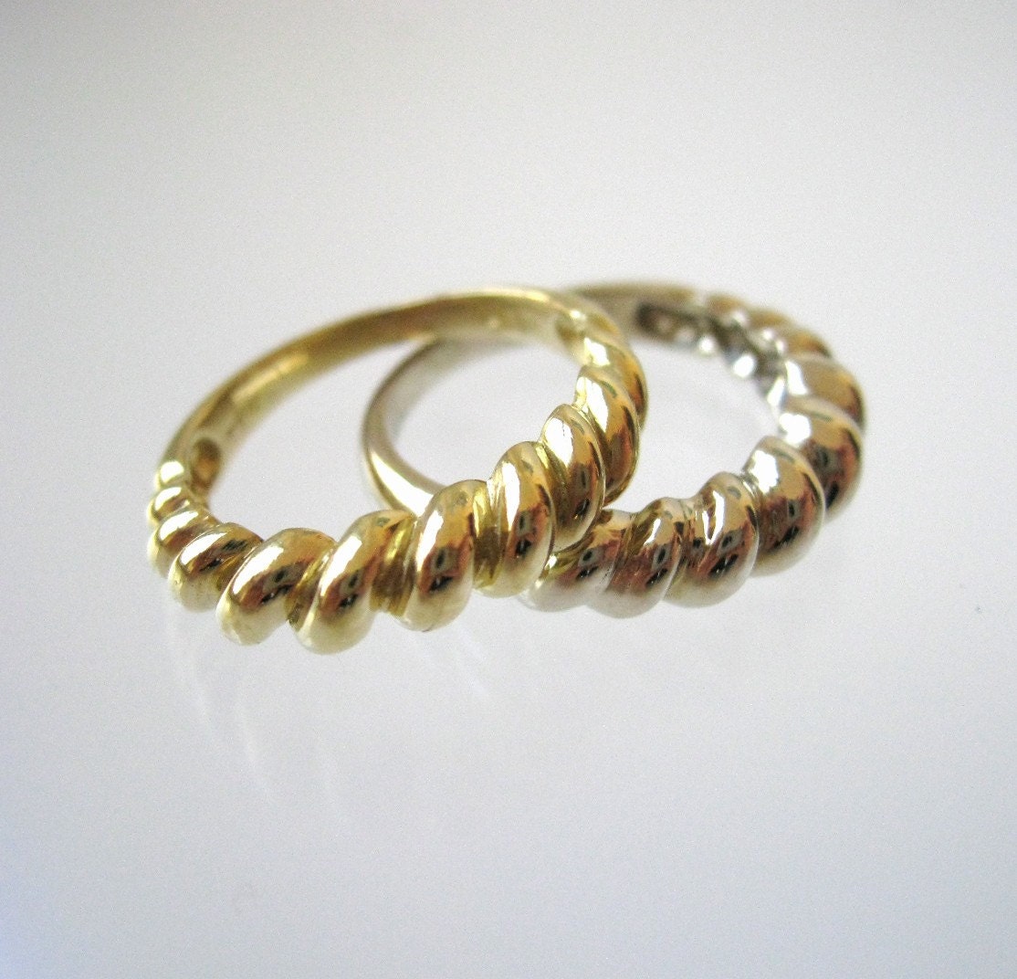 Twisted Rings Set 18k White Yellow Gold