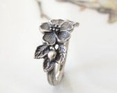 Rose Heirloom Flower Ring Handmade Sterling Silver