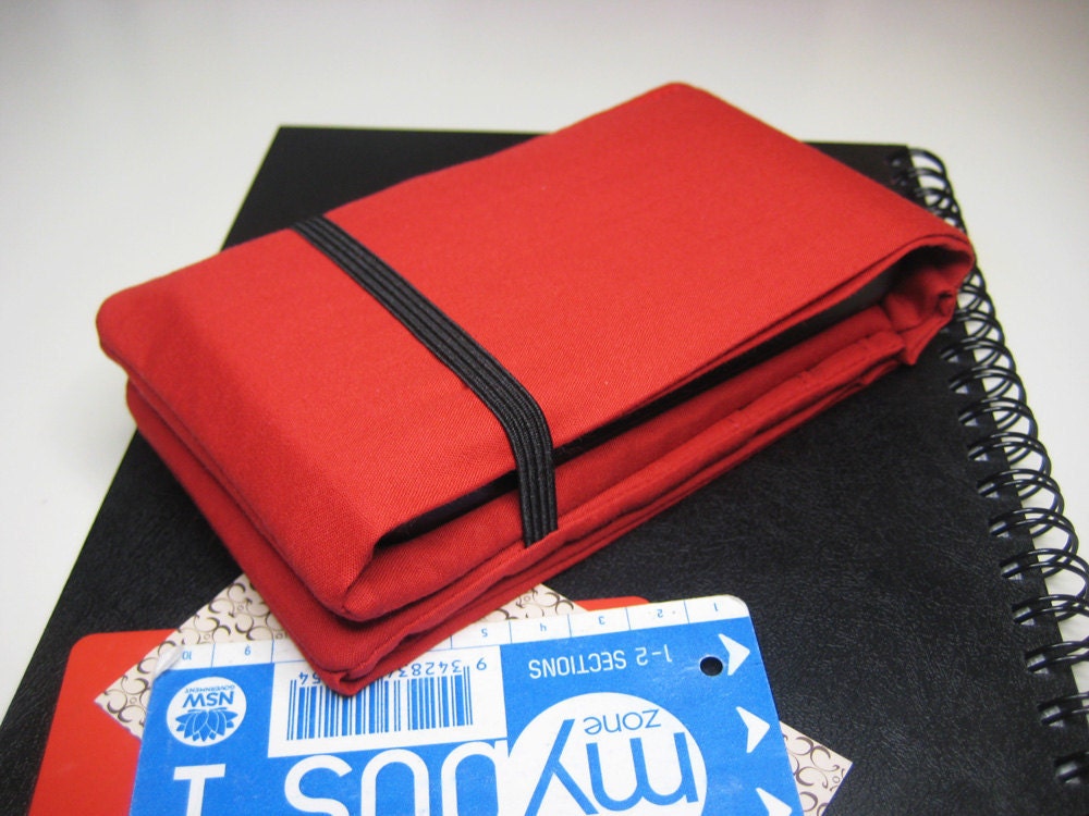 iPhone Wallet, Smart Phone Wallet, Slim Card Wallet, Flat Money Wallet in Plain, Bright, Red