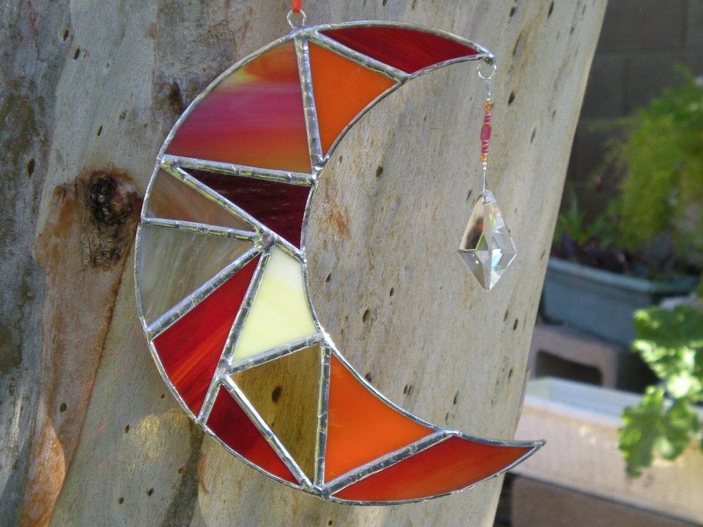 Stained Glass Moon- Orange -Yellow -Red -Prism