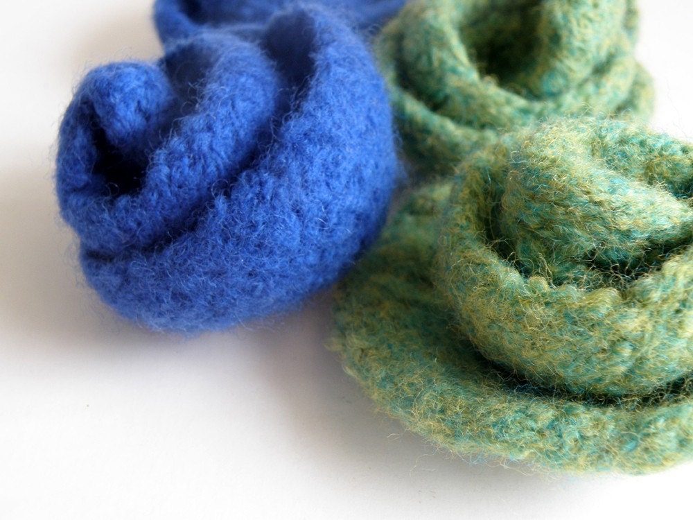 Royal Blue Felted Roses -Sky Blue  Felt Flower - Blue /fel Rose