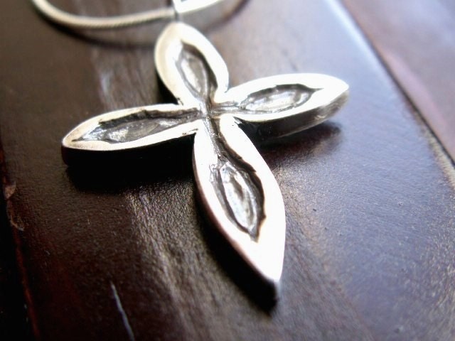 Silver Cross Pendant - Men's or Unisex Rustic Jewelry... Gothic Metalwork Cast Sterling Silver