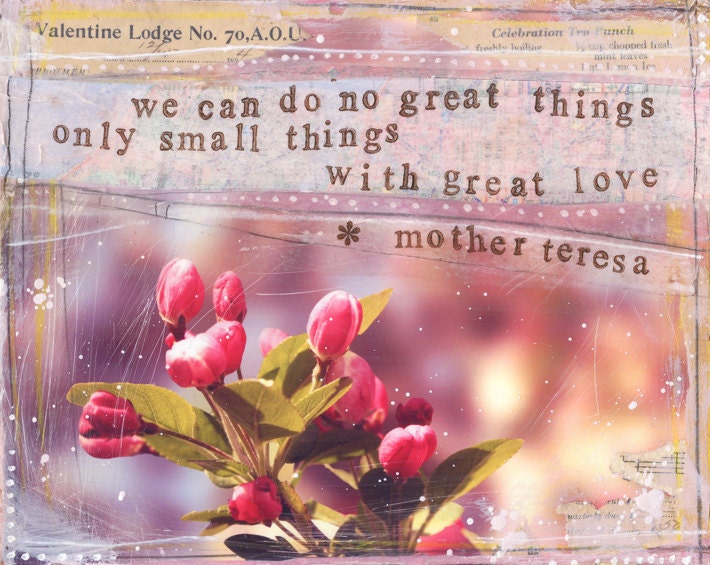 Small Things No. 1, 8x10 archival paper print - floral, pinks, yellows, creams, feminine and rustic with an inspiring quote