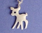 Fawn Necklace Reindeer Pendant Sterling Silver Kids Teens Cute Girl Forest  Jewelry mom  for her spring
