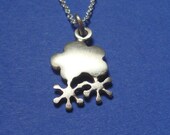 Tiny Cloud Necklace with snowflakes in sterling silver Kids Teen Stocking Stuffer  jewelry gift girl cute charm necklace mom spring