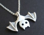 Bat Necklace Jewelry Vampire Goth sterling silver Teen gift Girl Woman Boy  Black White mom  for her spring