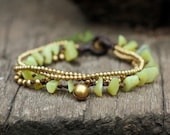 Green Calcite Brass Chain Bracelet