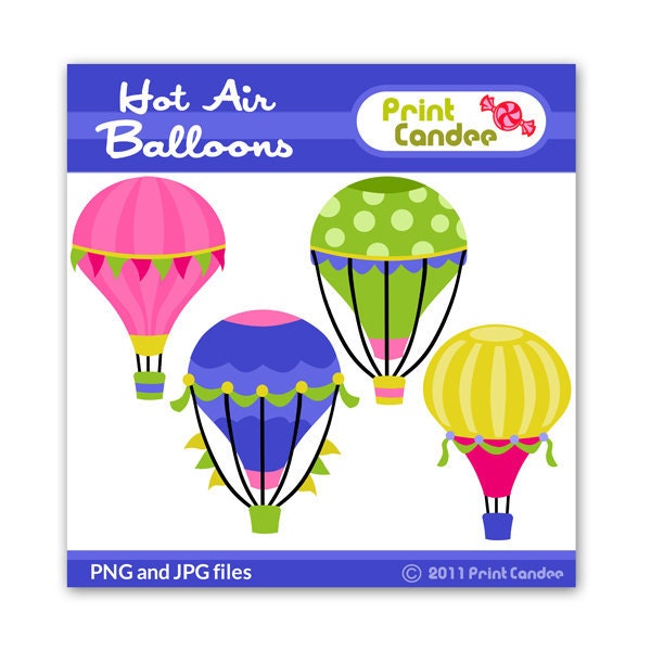 Hot Air Balloons - BUY 2 GET 1 FREE - Digital Clip Art - Personal and Commercial Use - printable, graphics, scrapbooking, design elements