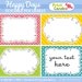 Rectangle - Editable PDF (8x10) Happy Days Labels (No. 222) - Buy 2 Get 2 Free - Printable Labels / Cards Gift Tags