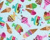 Timeless Treasures Fun Food With Ice Cream Cones And Sundea's All Rainbow Colors Fabric........ 1 Yard