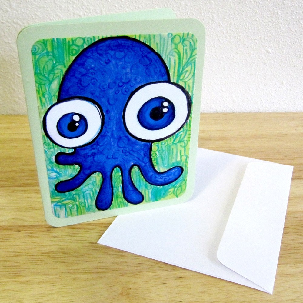 Wide Eyed Squiddy Greeting Card