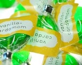 12 Vanilla Cardamom Lollipops  - gourmet hard candy suckers - green candy lollipops