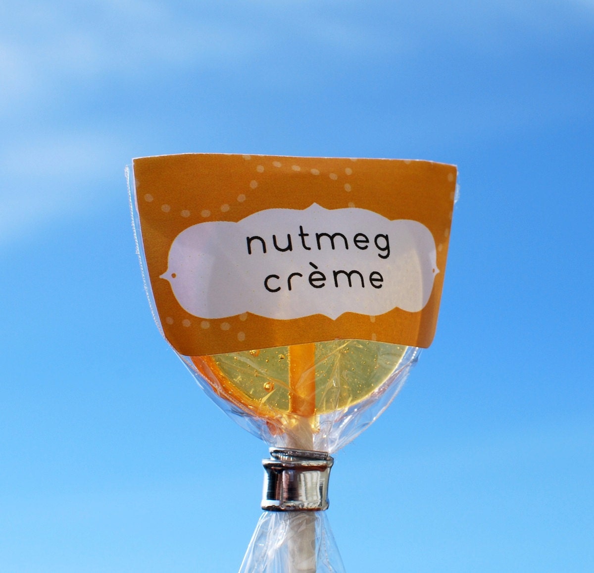 Discontinued: 12 Nutmeg Creme Lollipops - artisan hard candy suckers - harvest gold lollipops