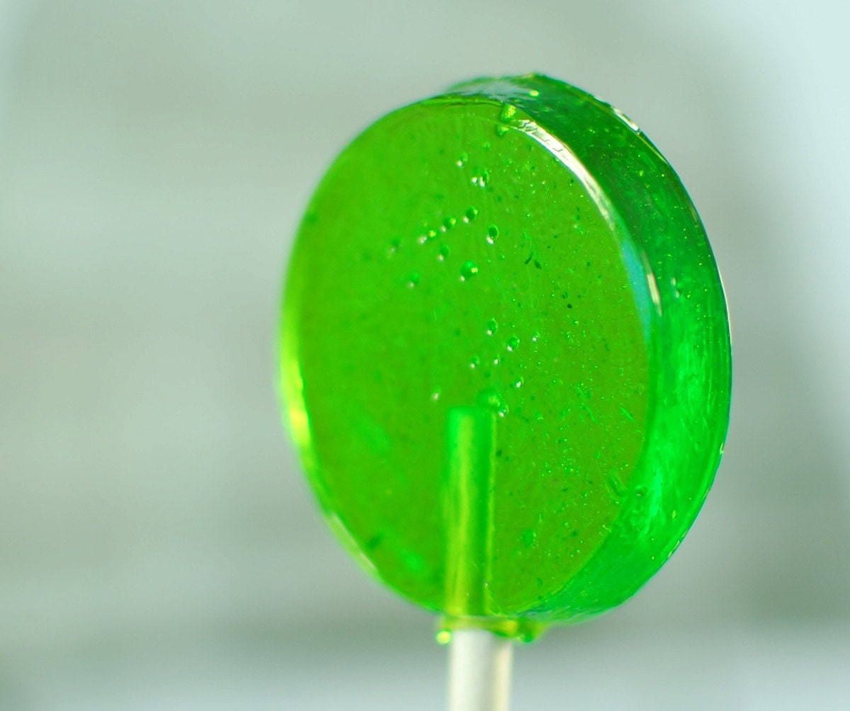 12 Vanilla Cardamom Lollipops  - gourmet hard candy suckers - green candy lollipops