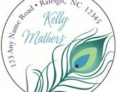 Peacock Feather - Personalized Stickers, Labels, Seals, Address Labels