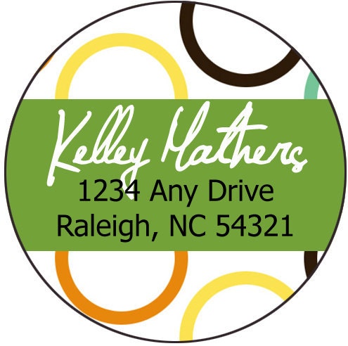 Mod Circles Personalized Return Address Label Sticker (Set of 24)