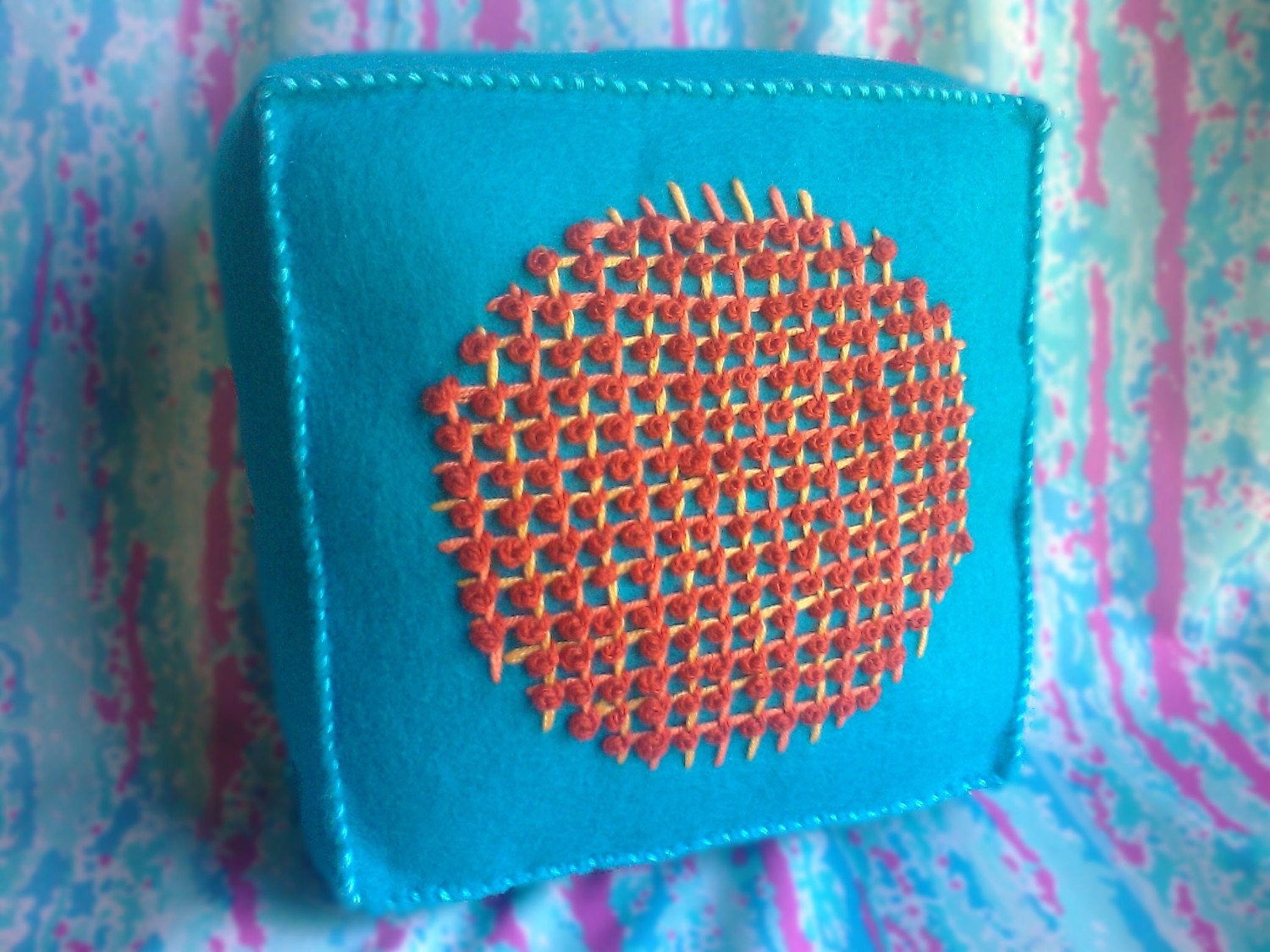 Setting Sun Embroidered Throw Pillow