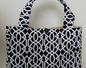 Shoulder Tote  Everyday Bag - Garden Trellis by Michael Miller Fabrics