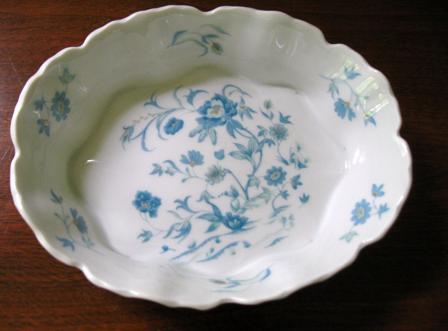 Antique Haviland Limoges France Trinket Bonbon Dish Aqual Blue Floral
