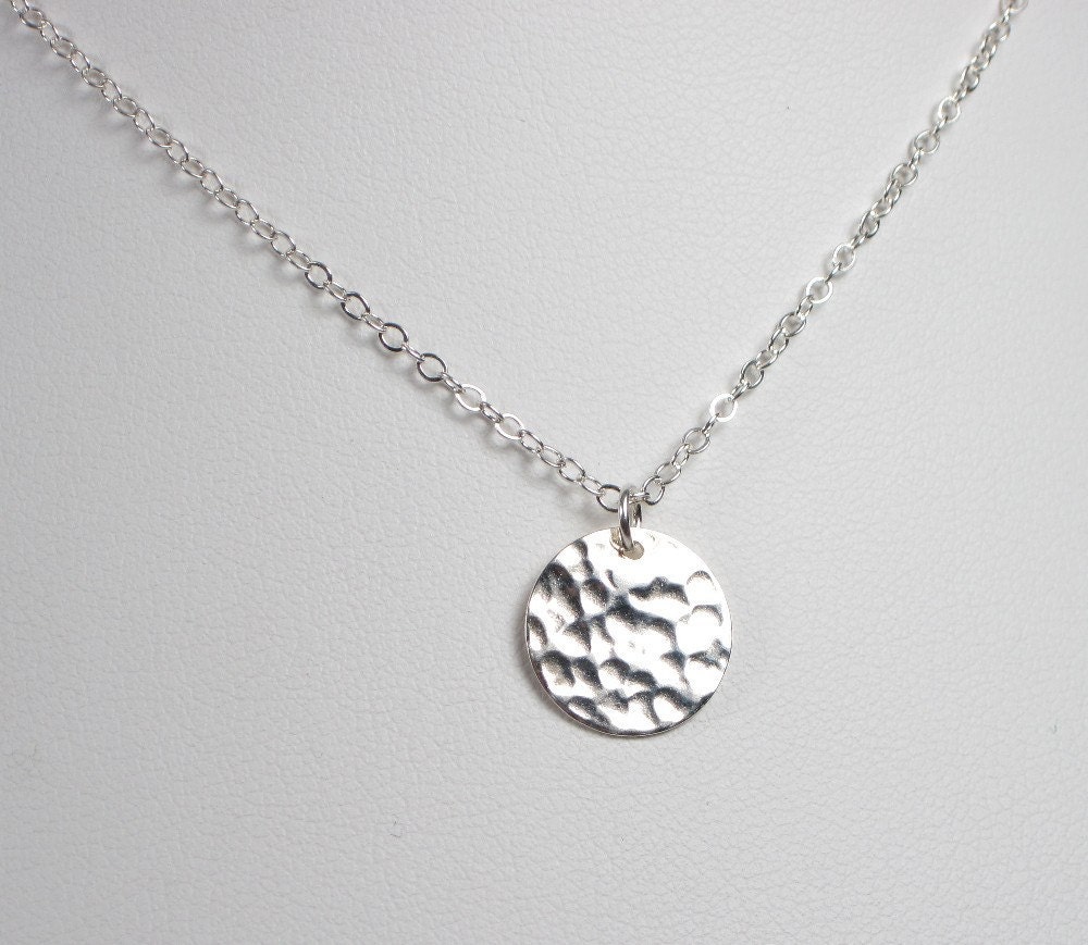 Hammered Disc Necklace -- Sterling Silver