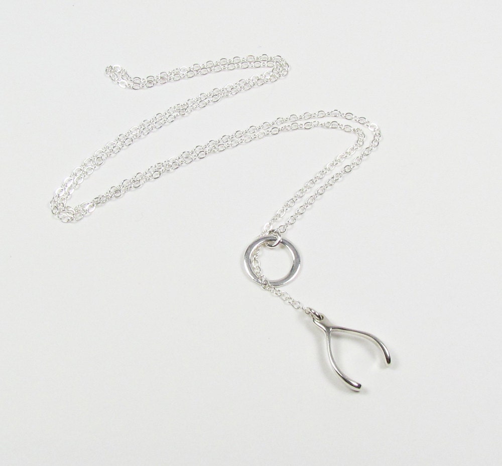 Wishbone Lariat Necklace- As Seen on Jennifer Aniston, Sterling Silver