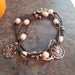 Recycled Fine Silver Triple Charm Leather Pearl Sterling Fashion Wrap Bracelet Necklace June Birthstone Square Infinity Organic Brown Rusti