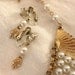 Vintage Necklace Faux Pearls with Gold Tone Leaves