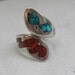 Reserved for Randi Sterling Silver Adjustable Ring Turquoise Coral Chips