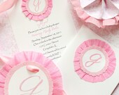 Petite Candy Monogram Invitations, note cards, cupcake flags, gift tags and letter garland
