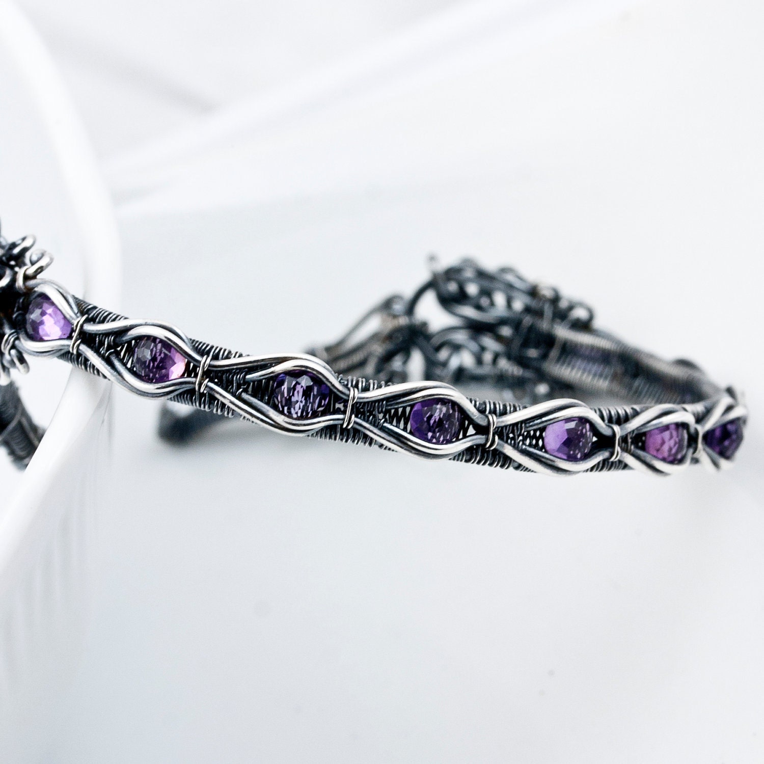 Amethyst and Fine Silver Tennis Bracelet