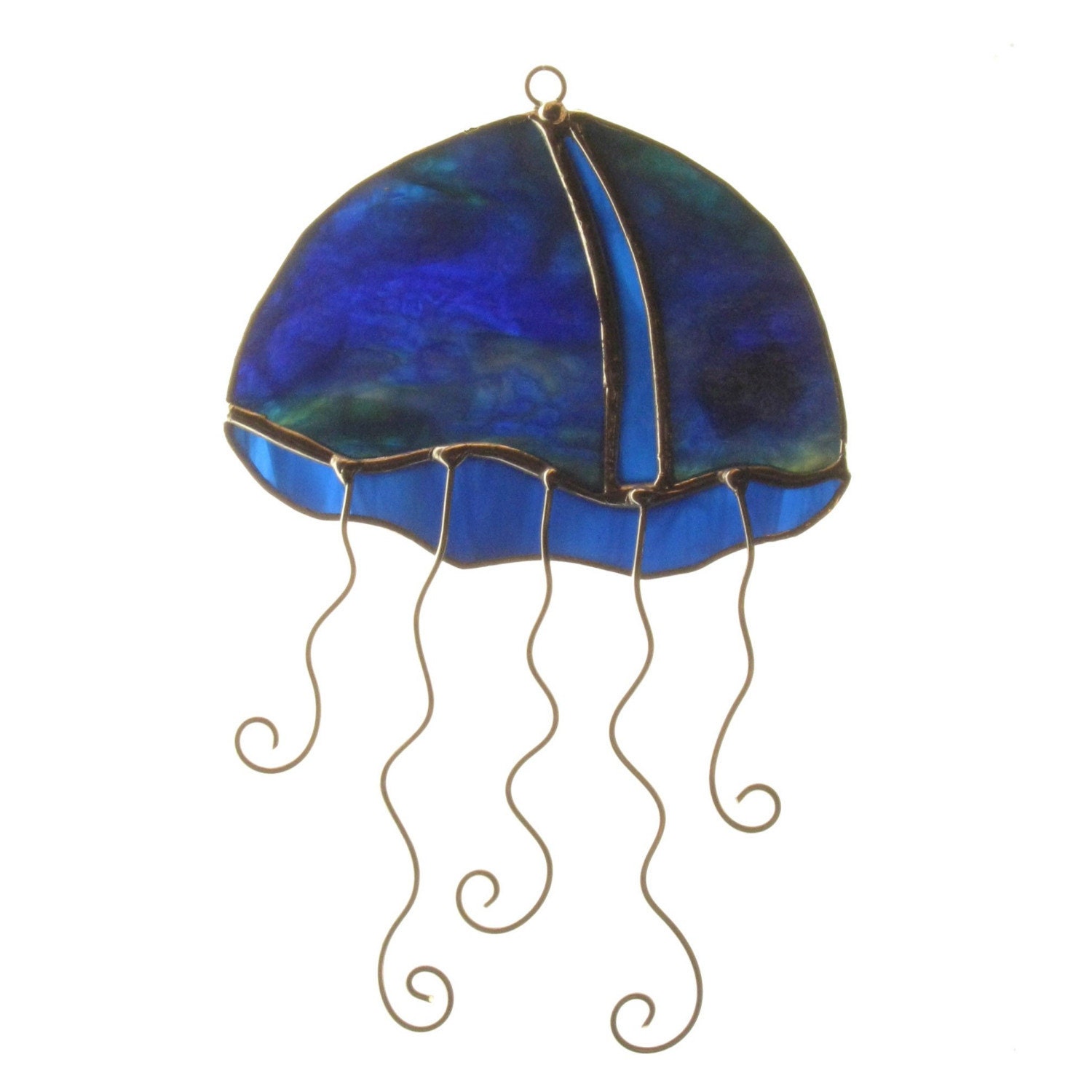 STAINED GLASS JELLYFISH Blue Green by Dianesglasswork on Etsy