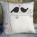 RESERVED for LEIGHANN. The Crush. Large Personalized Love Bird Pillow with Faux Bois Stitching