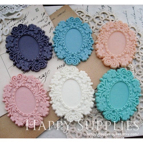 6Pcs 18x25mm High Quality Resin Lace Pendant Bases (0213C)