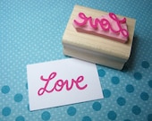 Love Stamp - Retro Love - Hand Carved Rubber Stamp