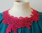 Lace Eco Necklace - Bright Pink Flower - Laser Cut - Recycled Felt