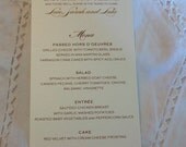 Wedding Menu Card - Thank You Design - your choice of colors - Shimmer Cardstock - Sample