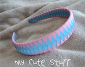 Pink and Blue Grosgrain Ribbon Headband