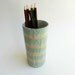 Green and Beige Pencil Holder / green office decor / pen cup
