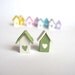 Decorative wooden home white and sage green in 1/12 scale