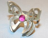 Butterfly Ring with Pink Ruby and Sterling Silver