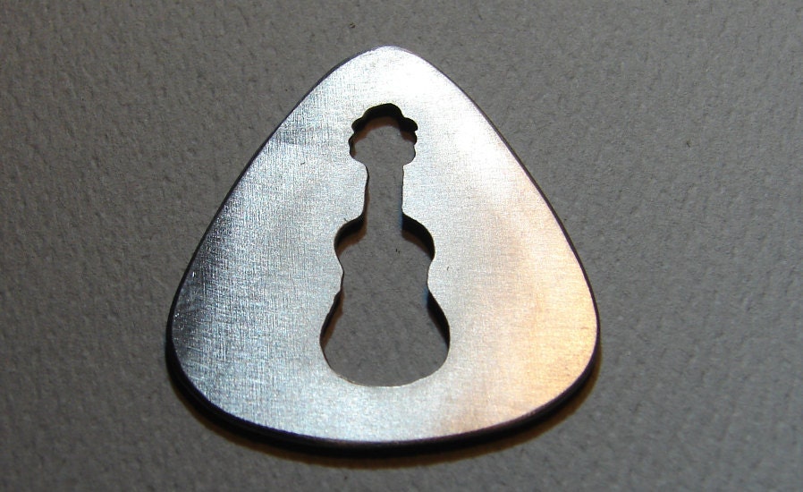 Guitar Pick Handmade from Aluminum with Guitar Cut Out from the Pick Hall of Fame