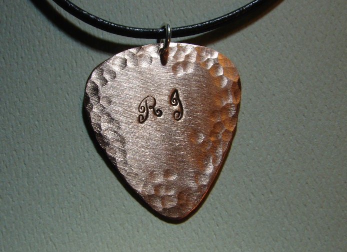 Monogram Copper Guitar Pick Pendant Personalized for You