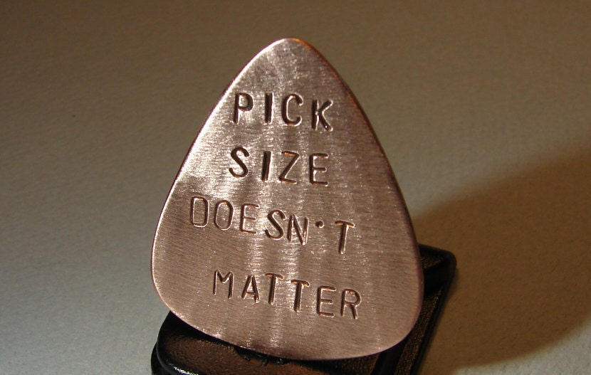 Copper Guitar Pick Handmade and Stamped with Pick Size Doesnt Matter