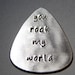 Guitar Pick Handmade Aluminum with You Rock my World in Lower Case