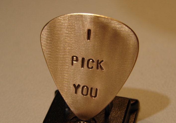Bronze Guitar Pick Handmade with I Pick You