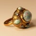 Vintage Domed Chunky Ring with Blue Cabochons and Rhinestones