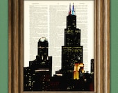 Chicago Skyline 3 pack dictionary prints awesome upcycled vintage dictionary page book art prints