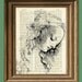 Beautiful Woman from Leonardo Da Vinci sketch on vintage dictionary page book art print Davinci