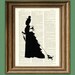 Steam Punk Art Print Victorian Woman Automaton and her little Clockwork Dog, too silhouette illustration upcycled dictionary page book